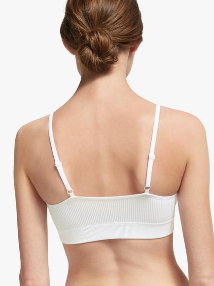 John Lewis Paige Non Wired Ribbed Crop Top Bra - view 2, White