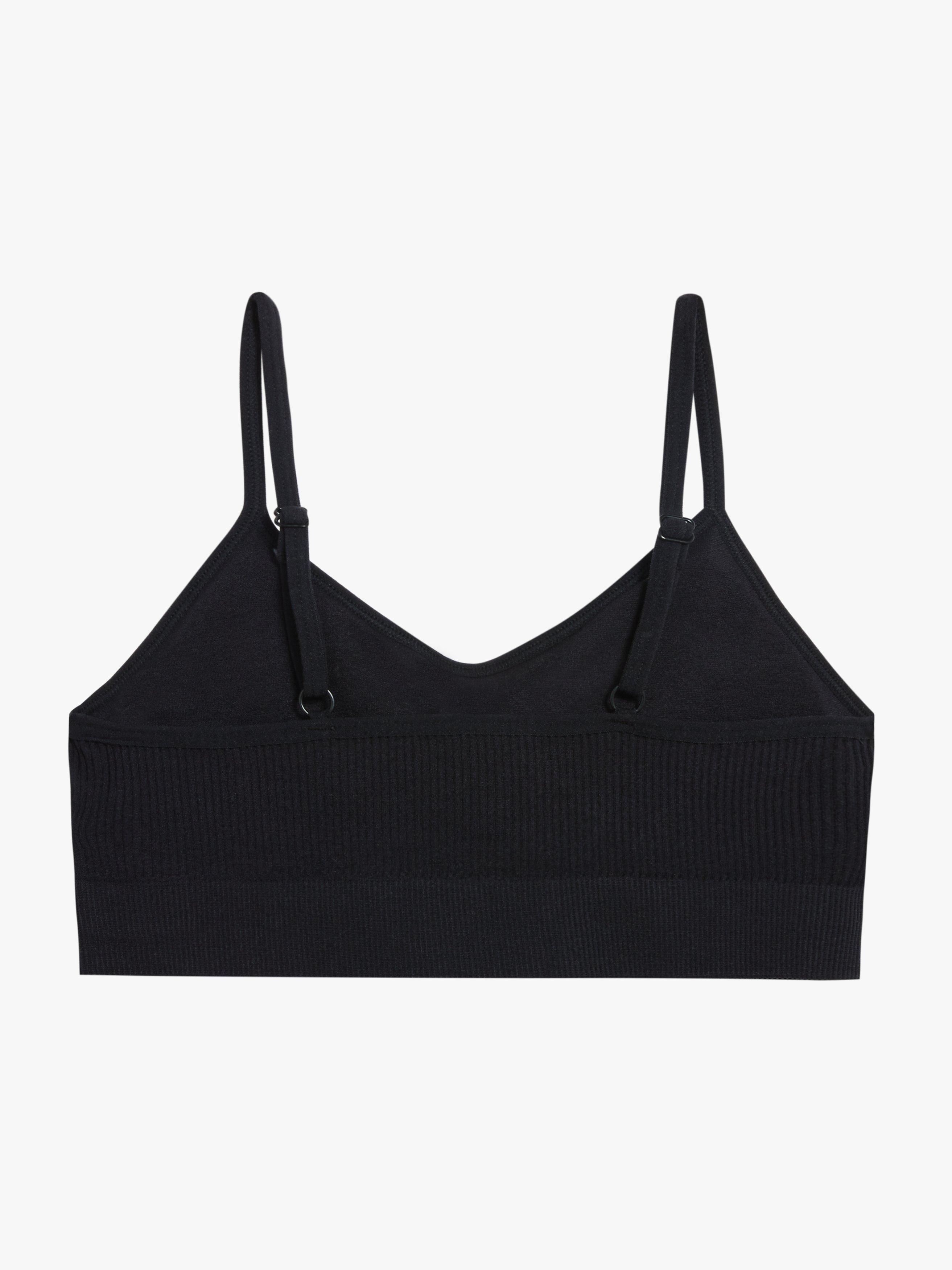 Product image 3 of 6, which shows John Lewis ANYDAY Paige Non Wired Ribbed Crop Top Bra, Black, S