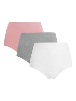 John Lewis Ribbed Full Briefs, Pack of 3, Multi, Multi