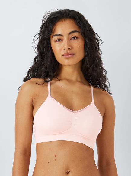 John Lewis ANYDAY Gentle Support April Seamfree Cropped Bra, Blush