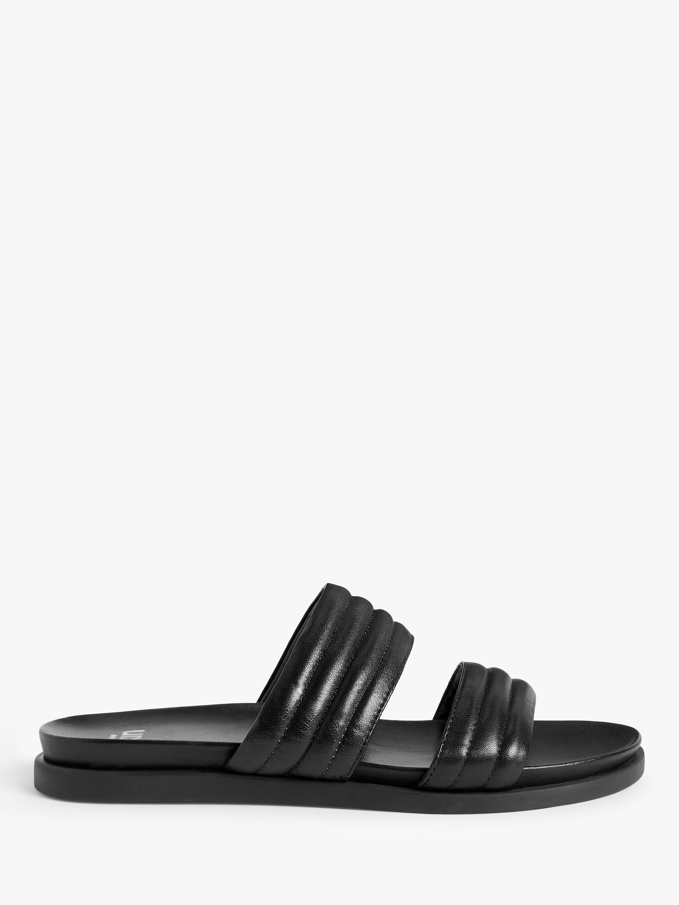 Kin Janini Quilted Leather Slider Sandals, Black