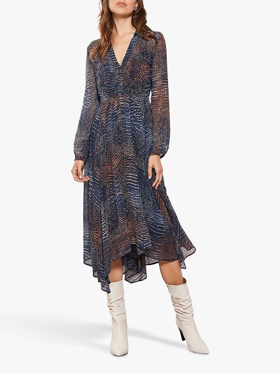 Mint Velvet Snake Trapeze Dress, Multi
