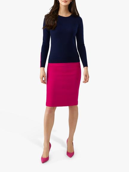 Pure Collection Wool Pencil Skirt, Bright Pink, Bright Pink