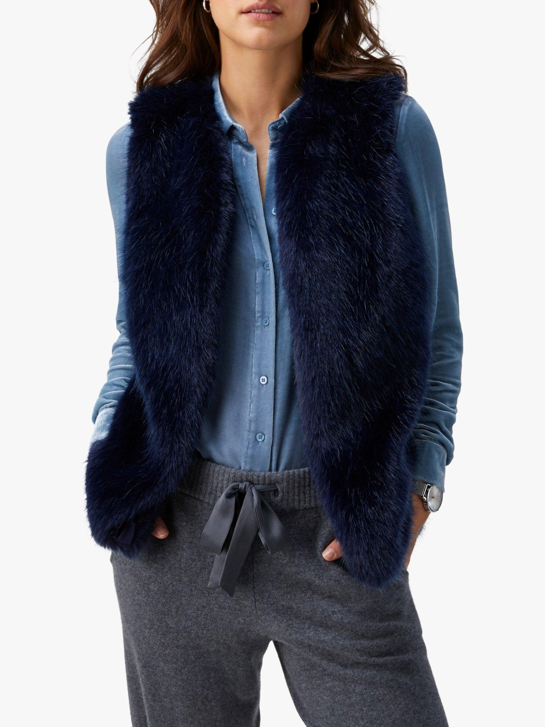 Pure Collection Faux Fur Gilet, Navy