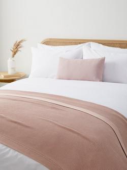 John Lewis Rye Plain Knit Throw - view 2, Plaster