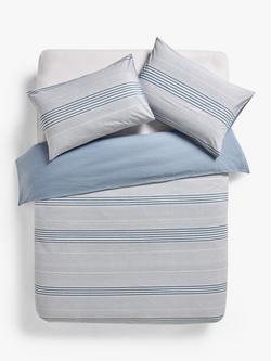 John Lewis Variegated Stripe Duvet Cover Set, Blue