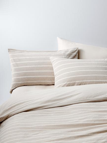 John Lewis Pyjama Stripe Pure Cotton Weave Duvet Cover Set, Natural