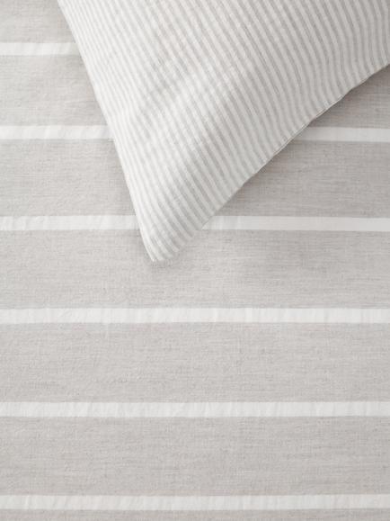John Lewis Pyjama Stripe Pure Cotton Weave Duvet Cover Set - view 2, Natural