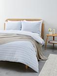 John Lewis Pyjama Stripe Duvet Cover Set, Light Blue