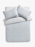 John Lewis Pyjama Stripe Duvet Cover Set, Light Blue