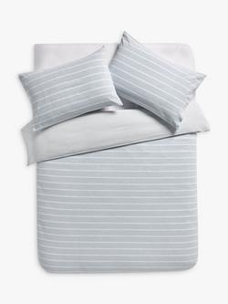 John Lewis Pyjama Stripe Duvet Cover Set, Light Blue
