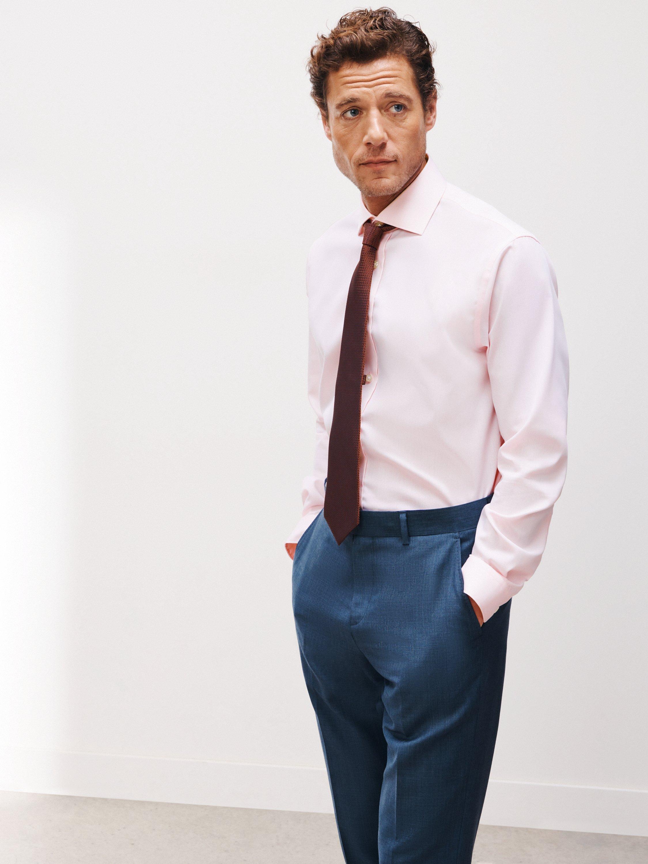 John Lewis Non Iron Twill Tailored Fit Shirt, Pink