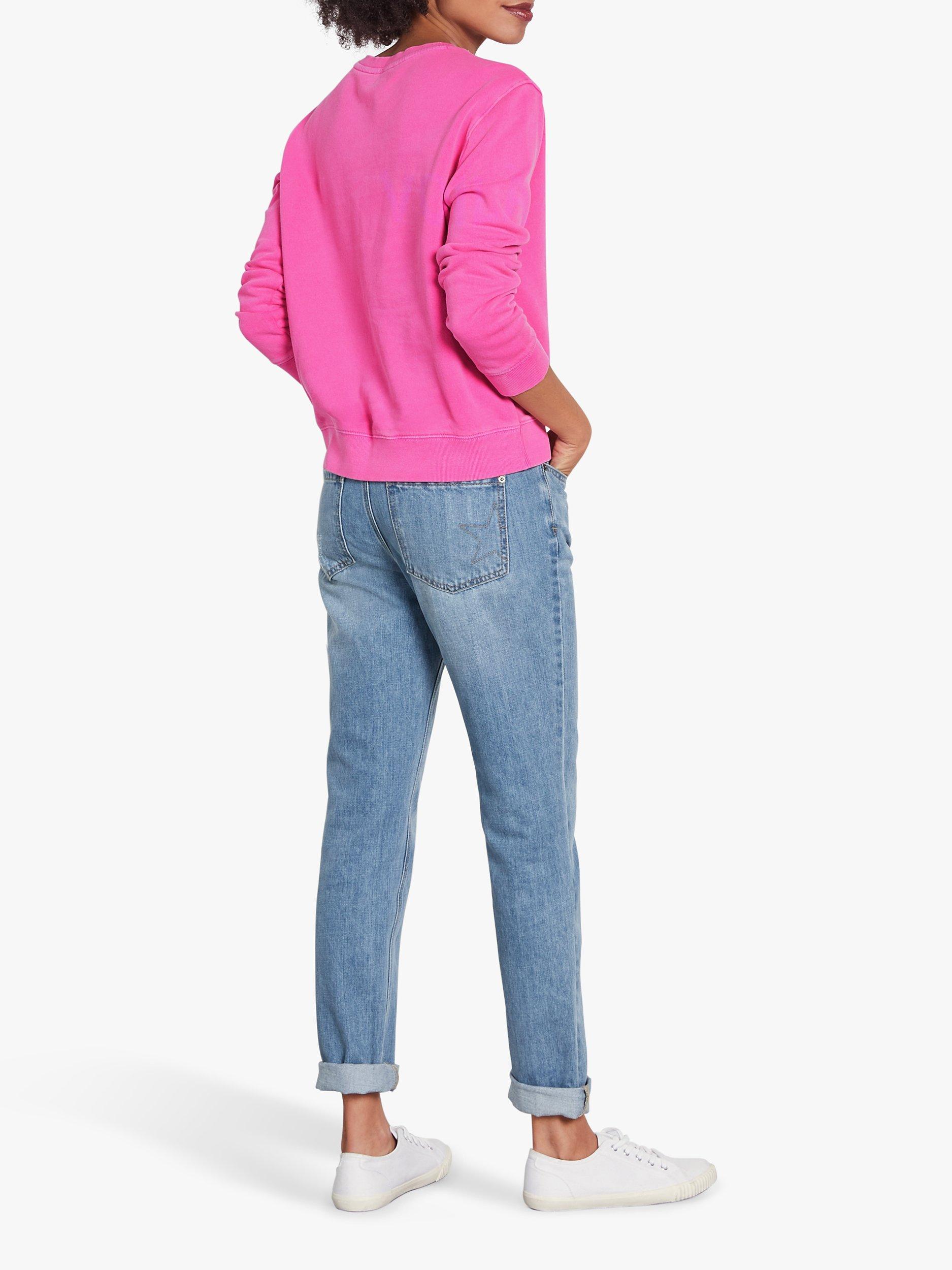 HUSH Voila Slogan Cotton Sweat Top Pink