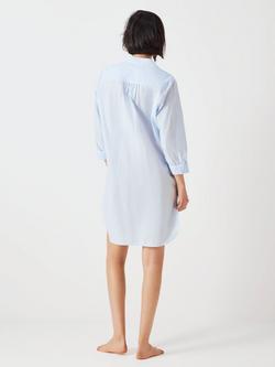 John Lewis Lucia Yarn Dye Stripe Cotton Nightshirt - view 2, Pale Blue