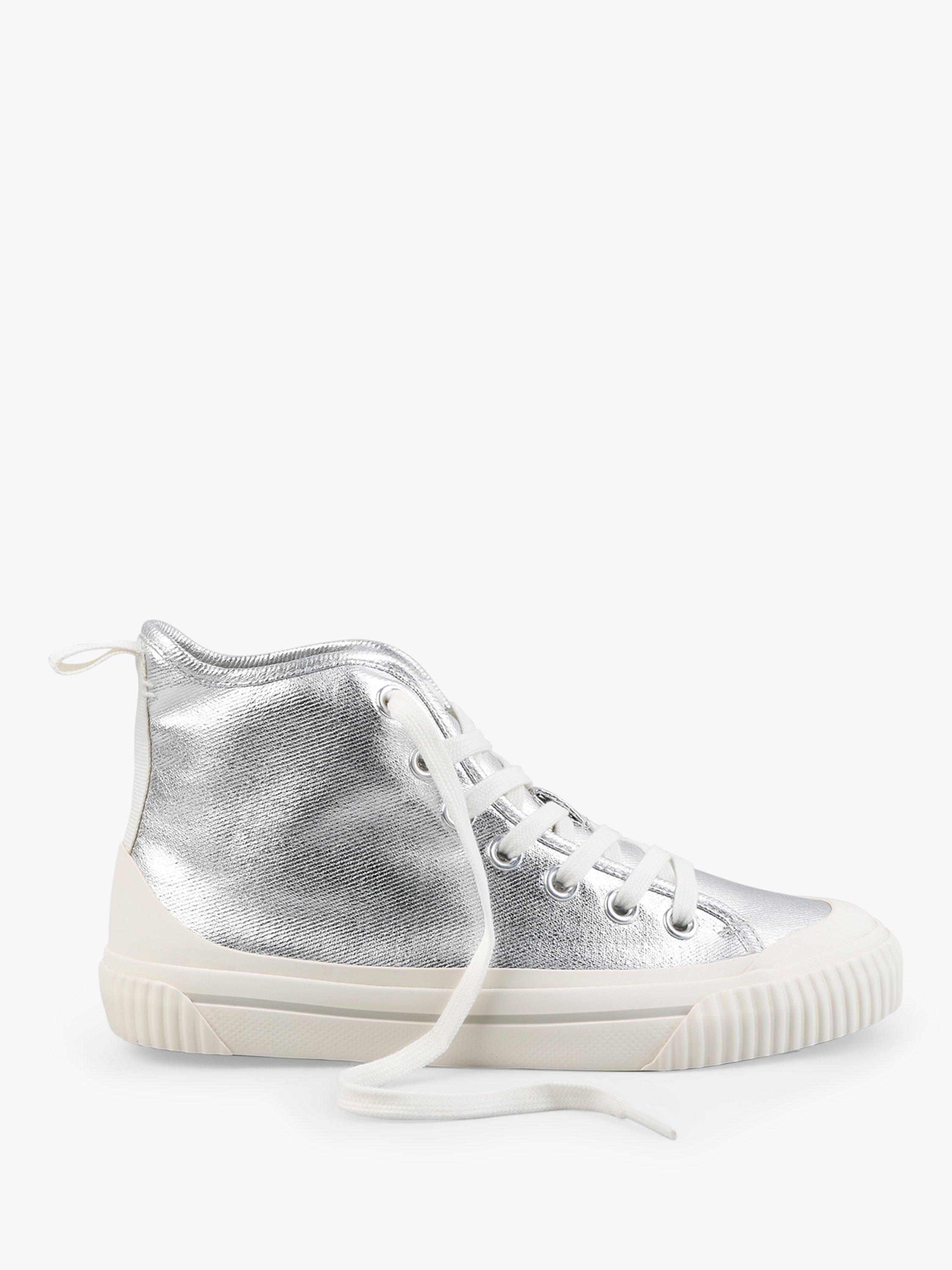 HUSH Skye Hi Top Trainers, Silver