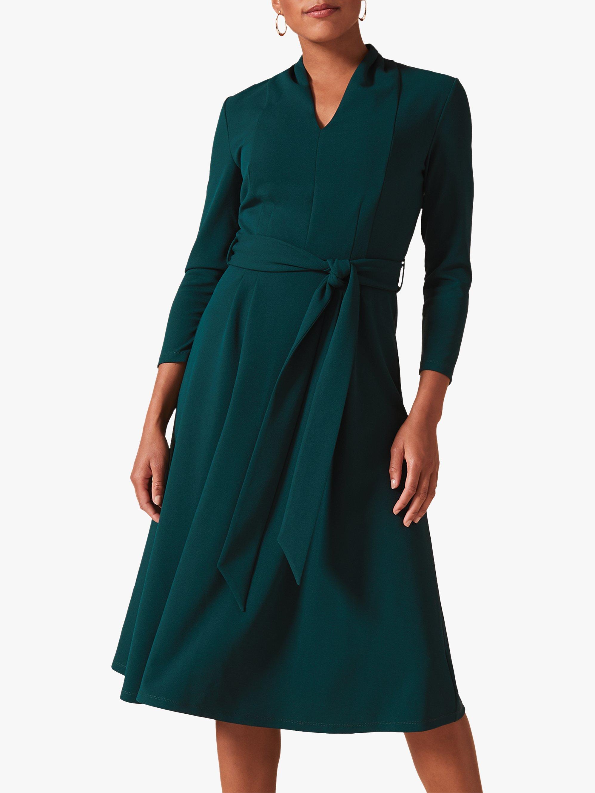 Phase Eight Maretta Pleat Tie Waist Dress, Galactic Green