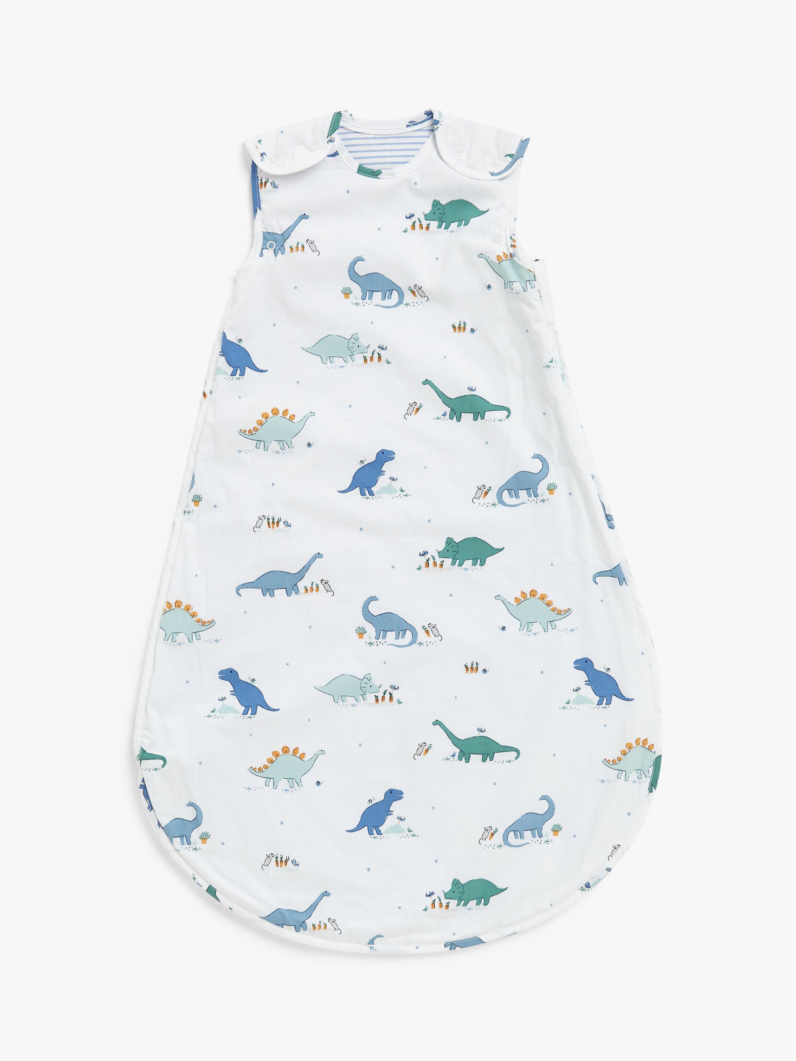 John Lewis & Partners Jurassic Garden Dinosaur Print Baby Sleeping Bag, 1 Tog, Blue