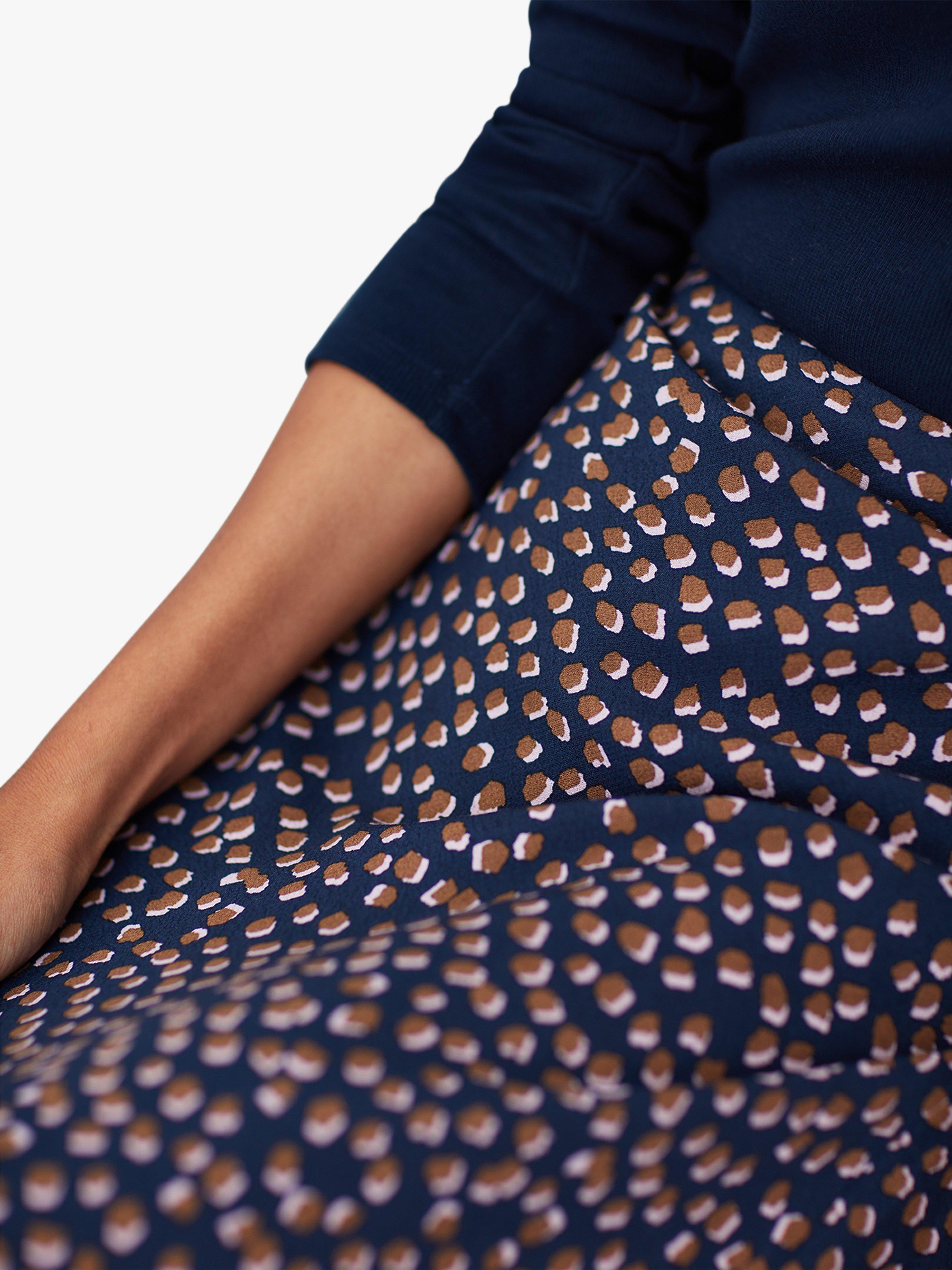 Joules Coletta Spot Bias Cut Midi Skirt Navy