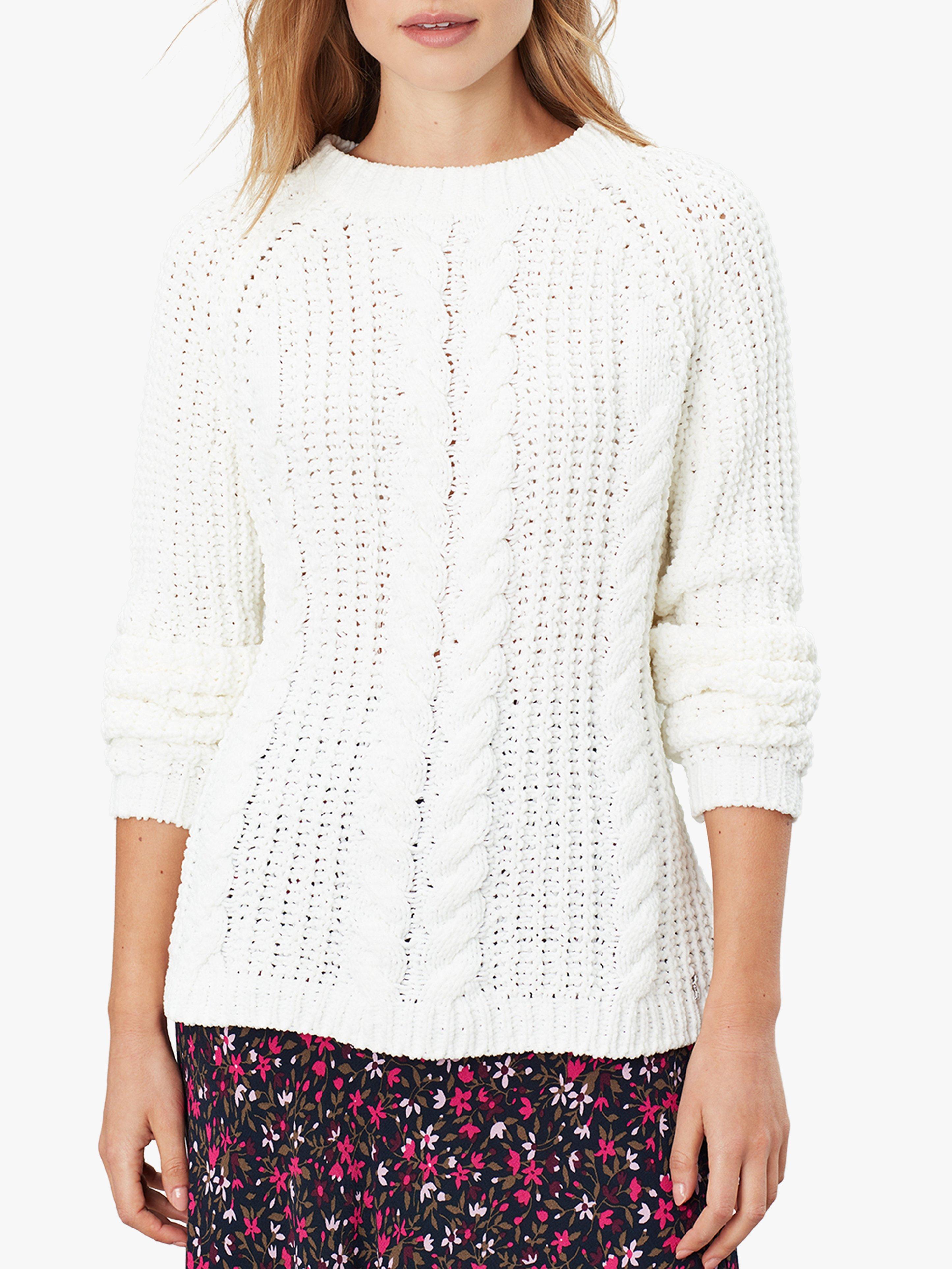 Joules Seaford Chenille Chunky Cable Knit Jumper, Cream
