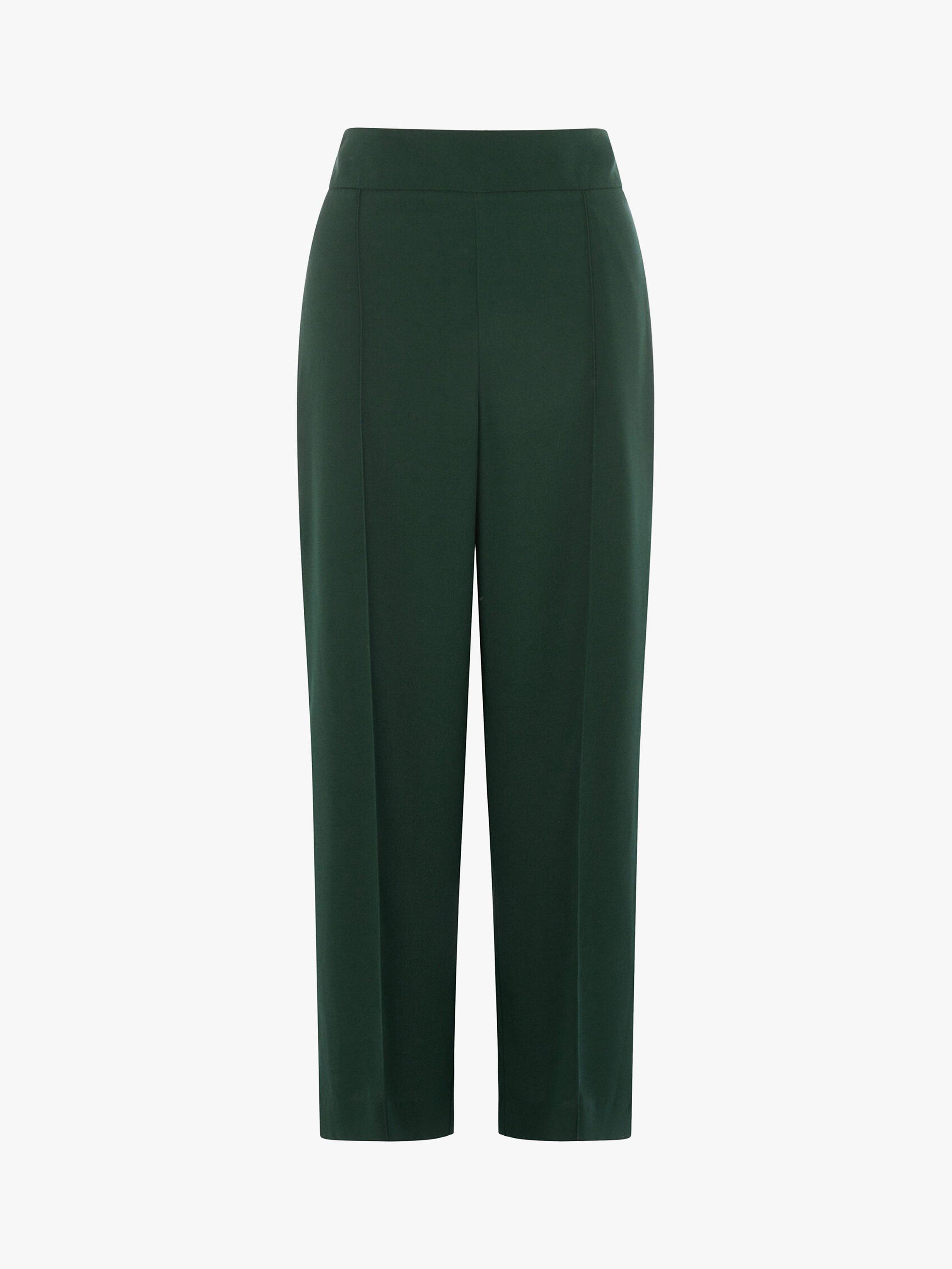 Warehouse Wide Leg Cropped Trousers Dark Green