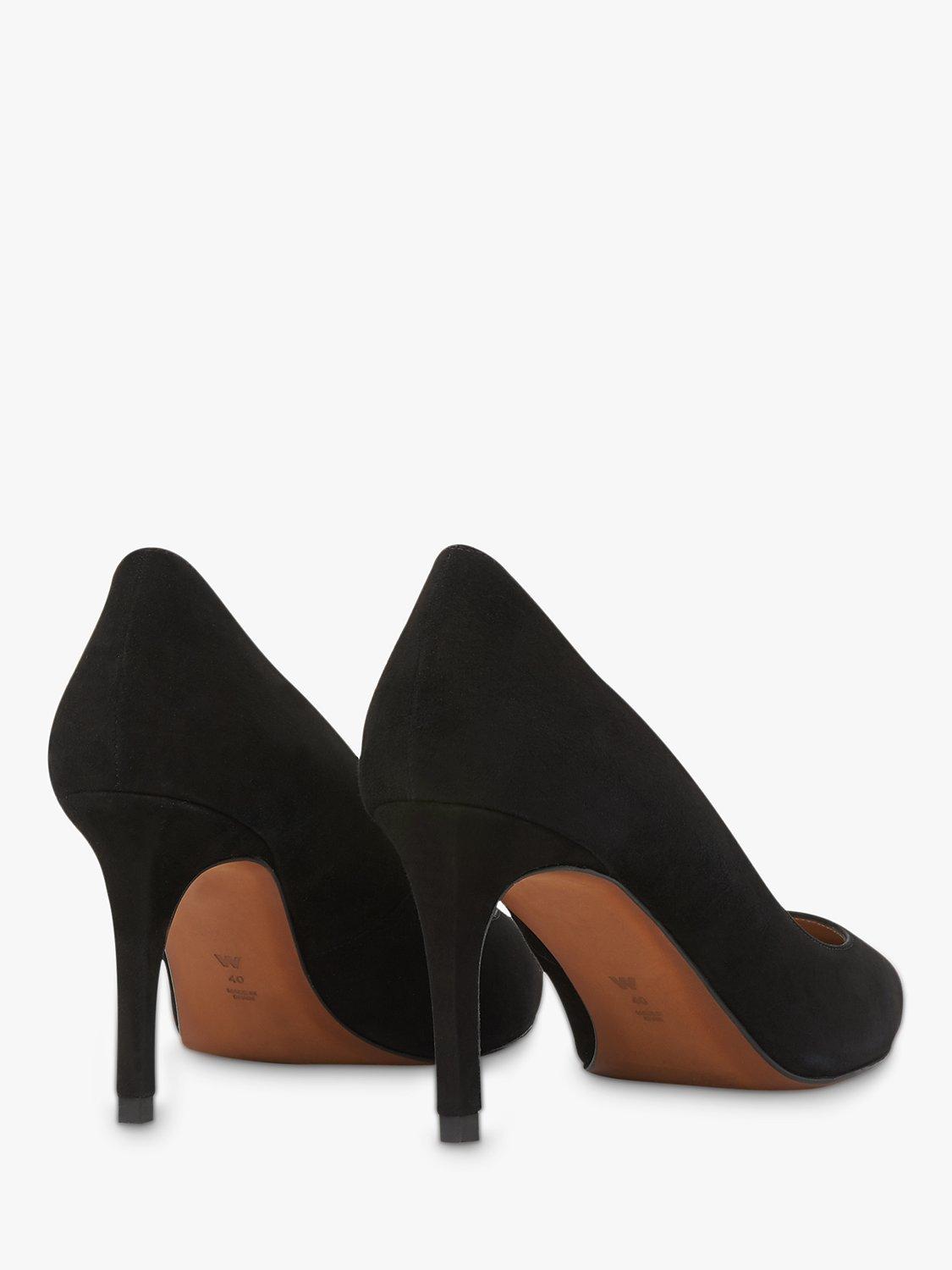Product image 4 of 4, which shows Whistles Cori Suede Stiletto Heel Court Shoes, Black, 3
