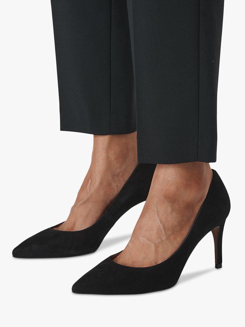 Product image 2 of 4, which shows Whistles Cori Suede Stiletto Heel Court Shoes, Black, 3