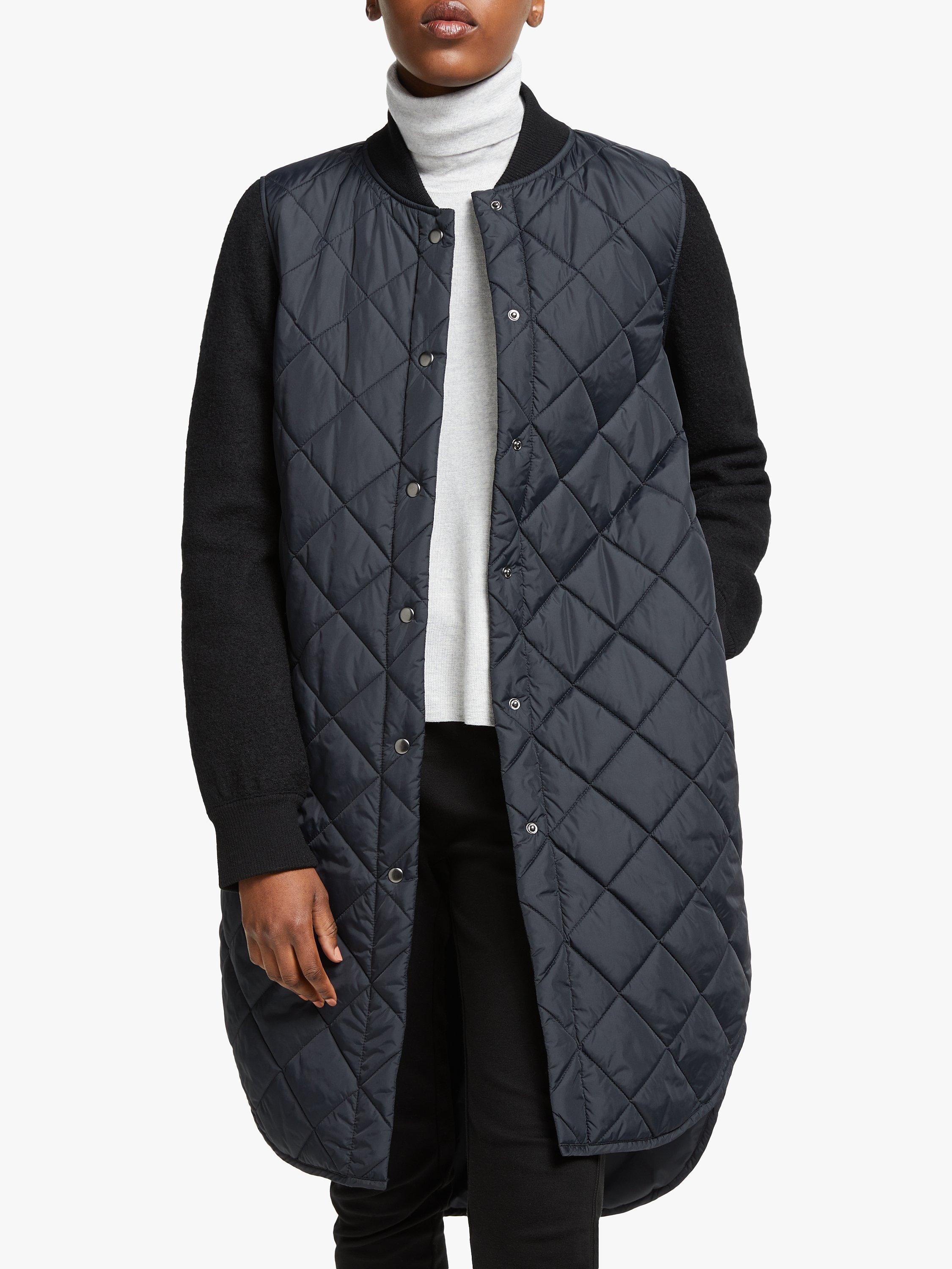 EILEEN FISHER Quilted Longline Coat Black Multi