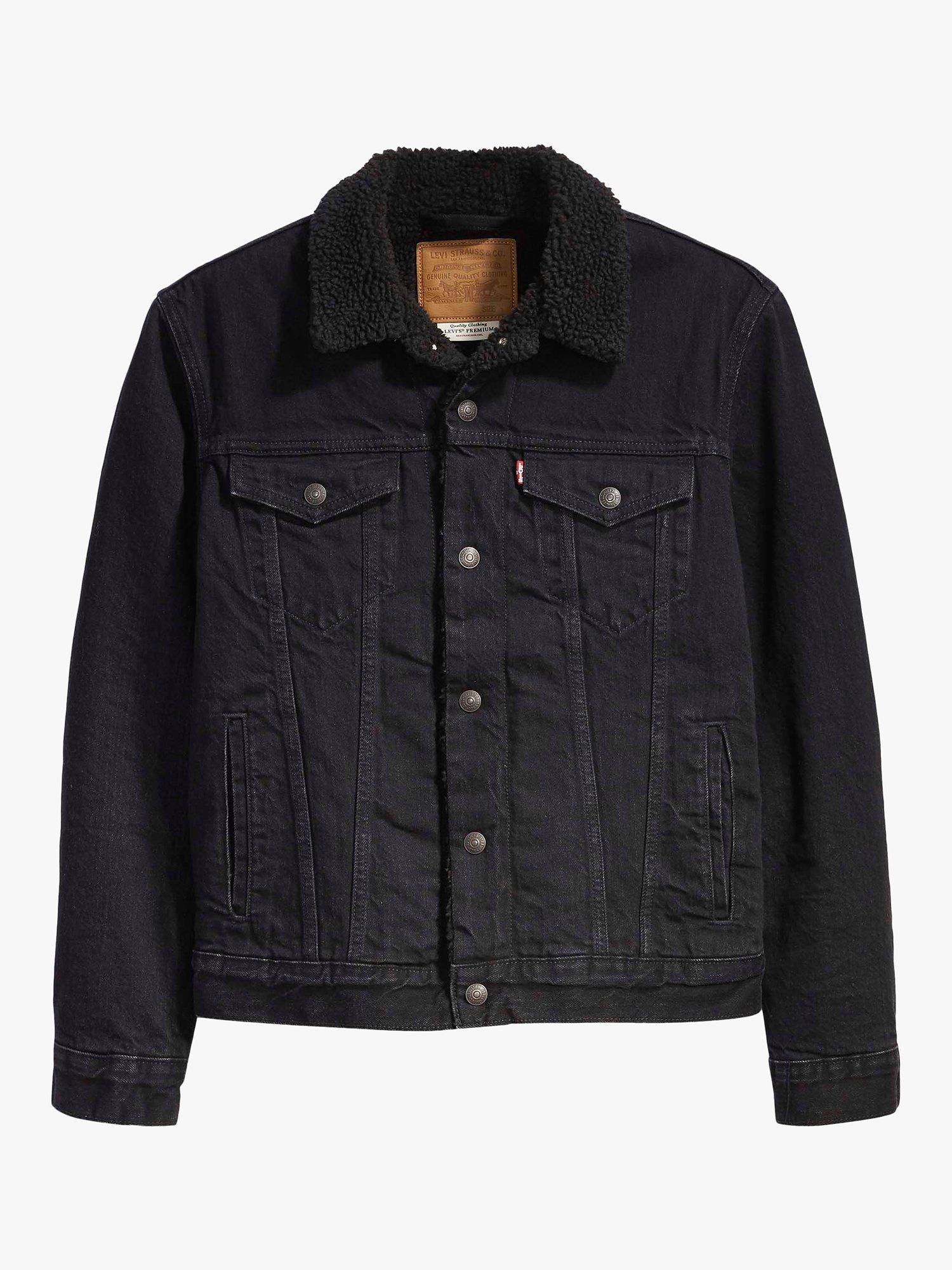 Black levis jacket with fur best sale