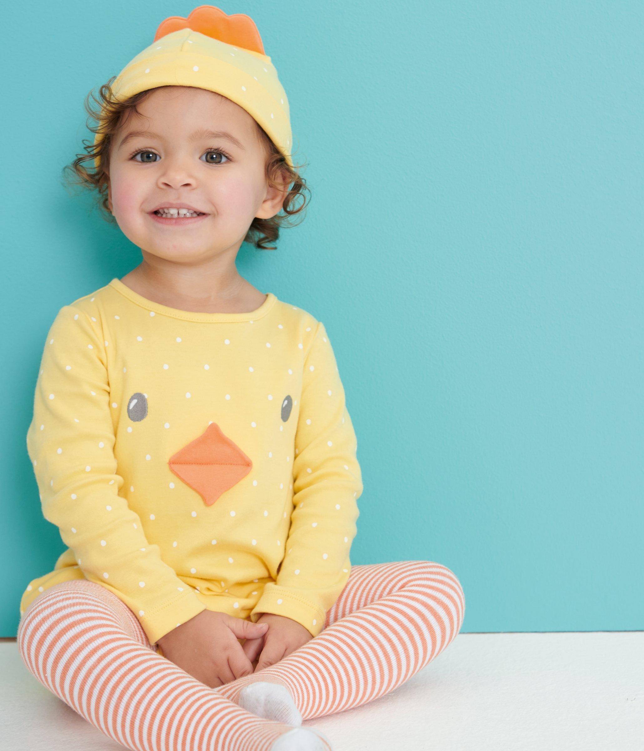 Product image 4 of 4, which shows John Lewis Baby Organic Cotton Chick Romper, Hat & Socks Set, Yellow, 3-6 months