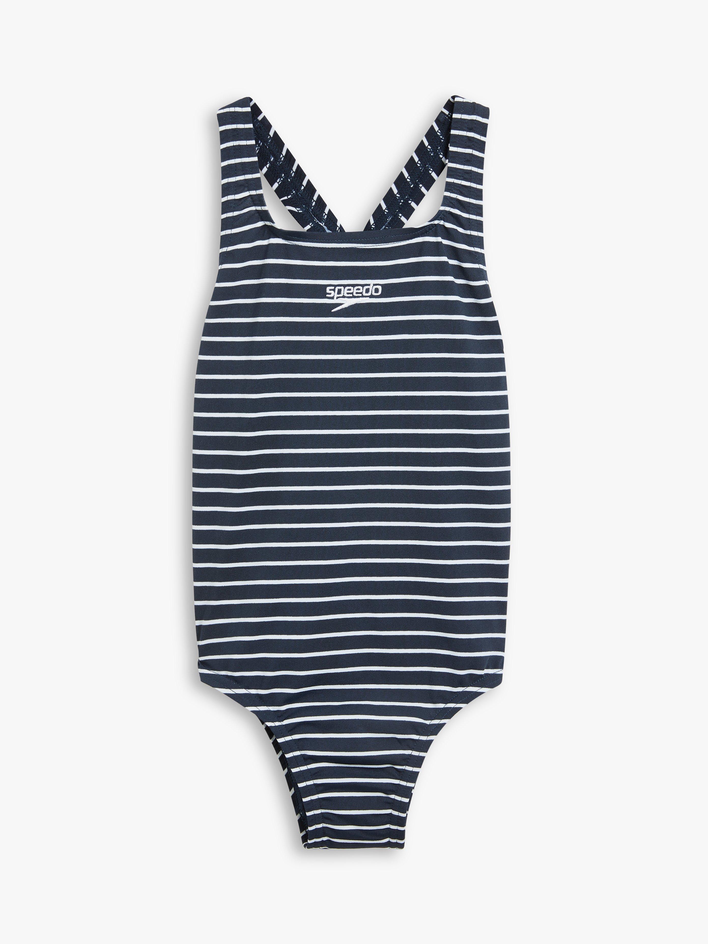 Speedo Kids' Medalist Stripe Swimsuit, Navy