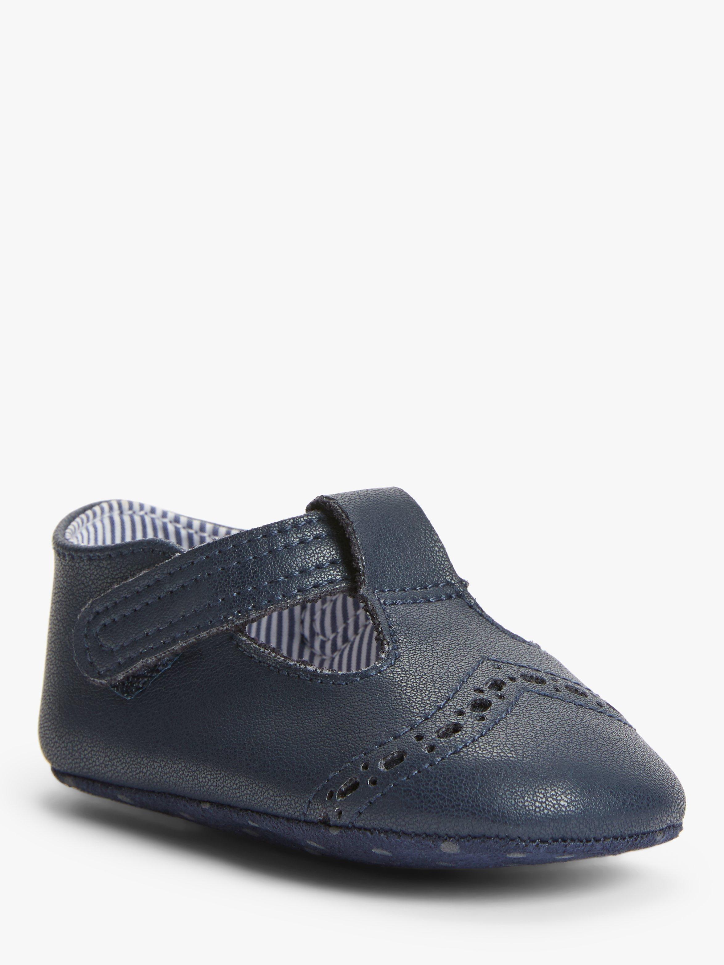 John Lewis & Partners Baby Leather T-Bar Shoes, Navy