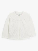 John Lewis Baby Pointelle Cotton Cardigan, Cream