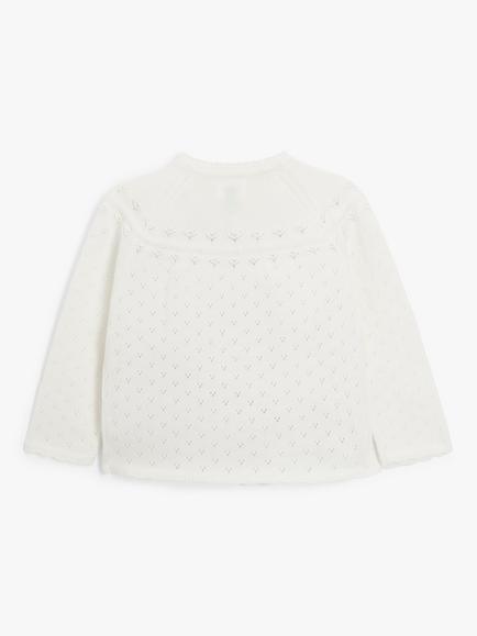 John Lewis Baby Pointelle Cotton Cardigan, Cream - view 2, Cream