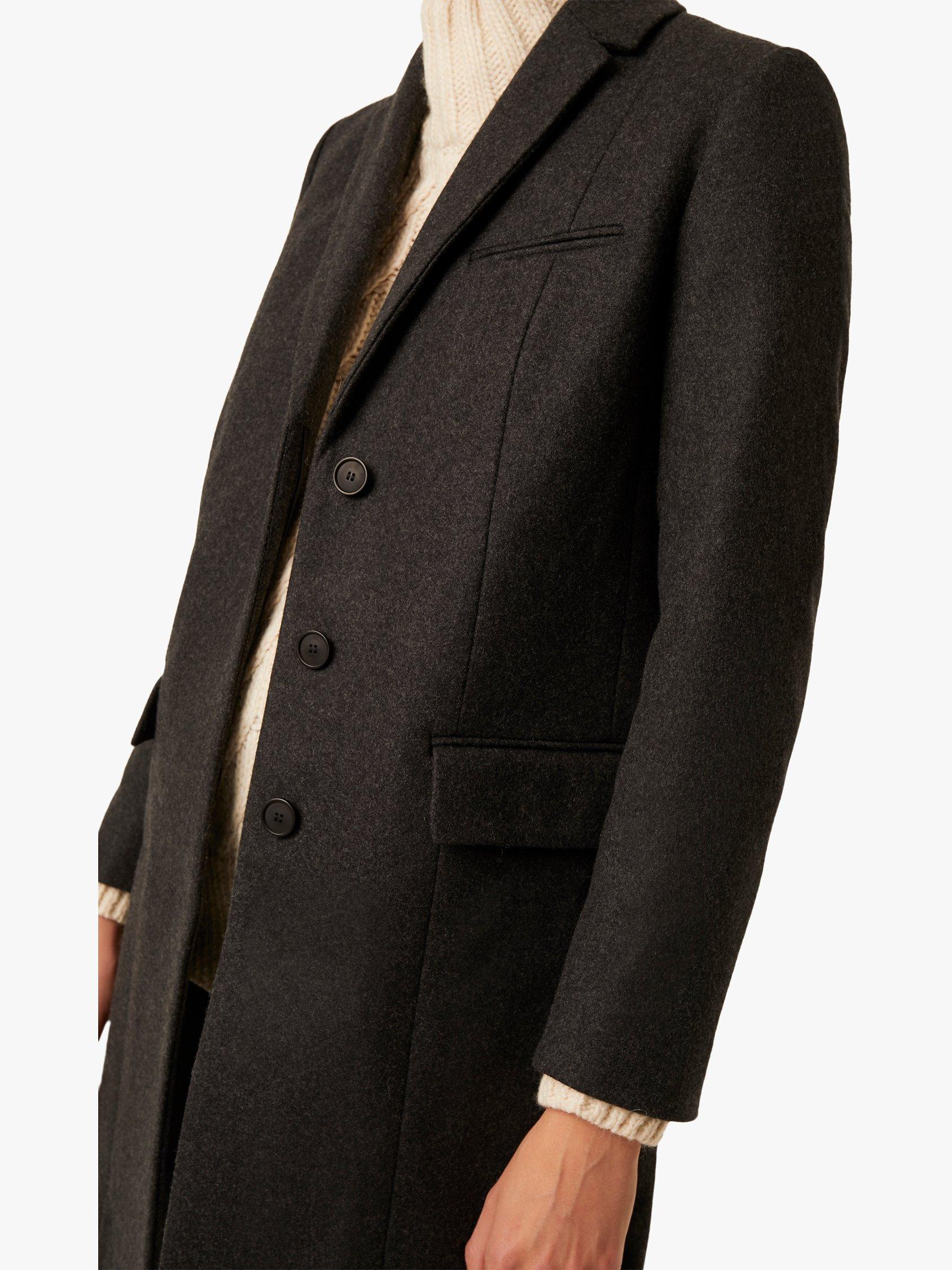 Product image 2 of 3, which shows French Connection Wool and Cashmere Blend Platform Felt Smart Coat, Black, 6