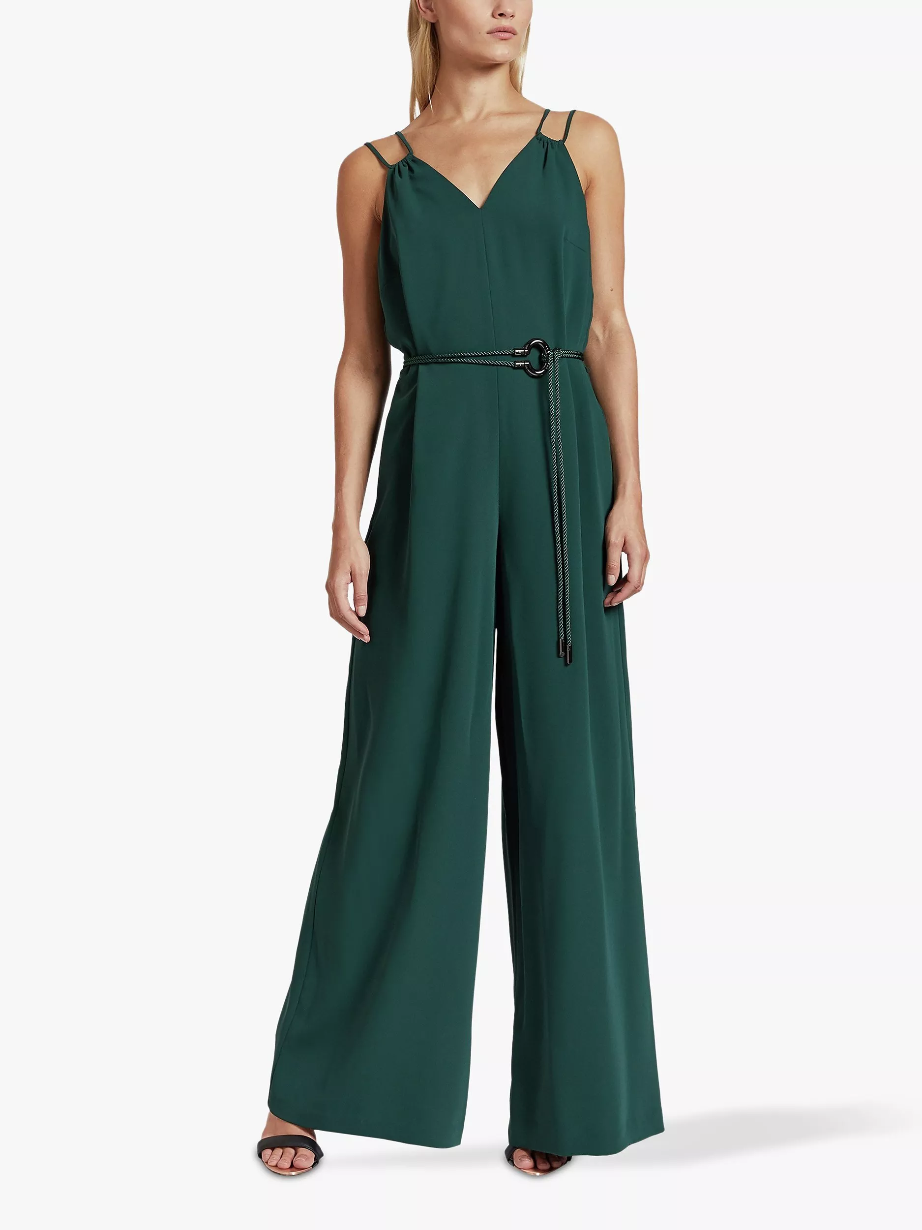 Ted Baker Rheya Cord Trim Wide Leg Jumpsuit Dark Green