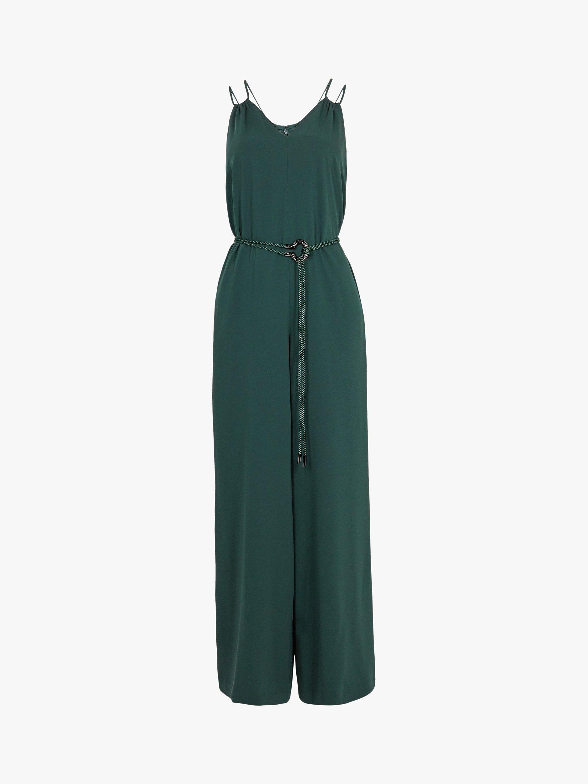 Ted Baker Rheya Cord Trim Wide Leg Jumpsuit Dark Green