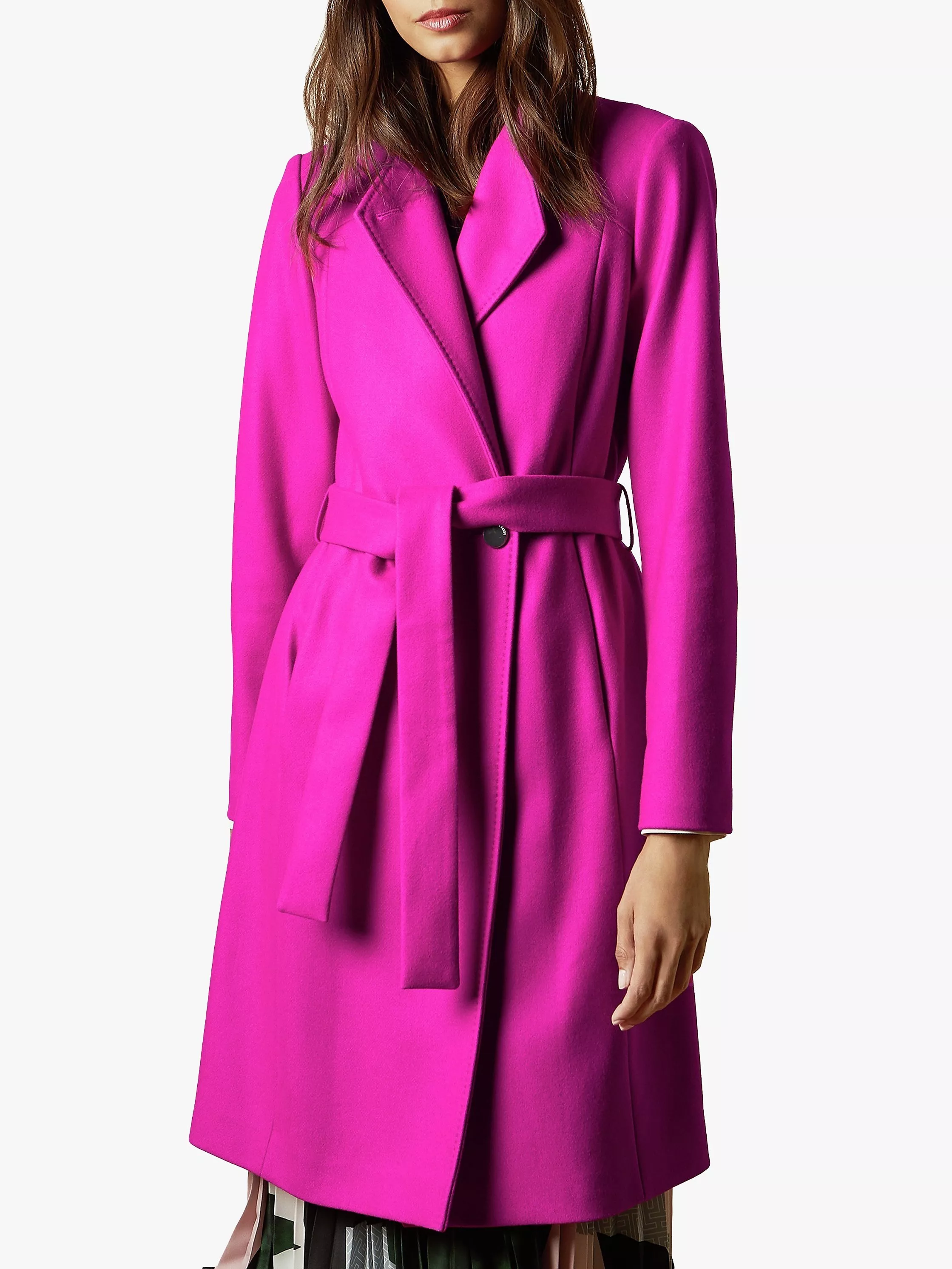 Ted Baker Skyyler Belted Wool Cashmere Coat Hot Pink