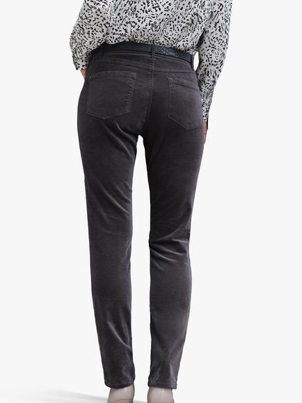 Pure Collection Washed Velvet Jeans - view 2, Pewter