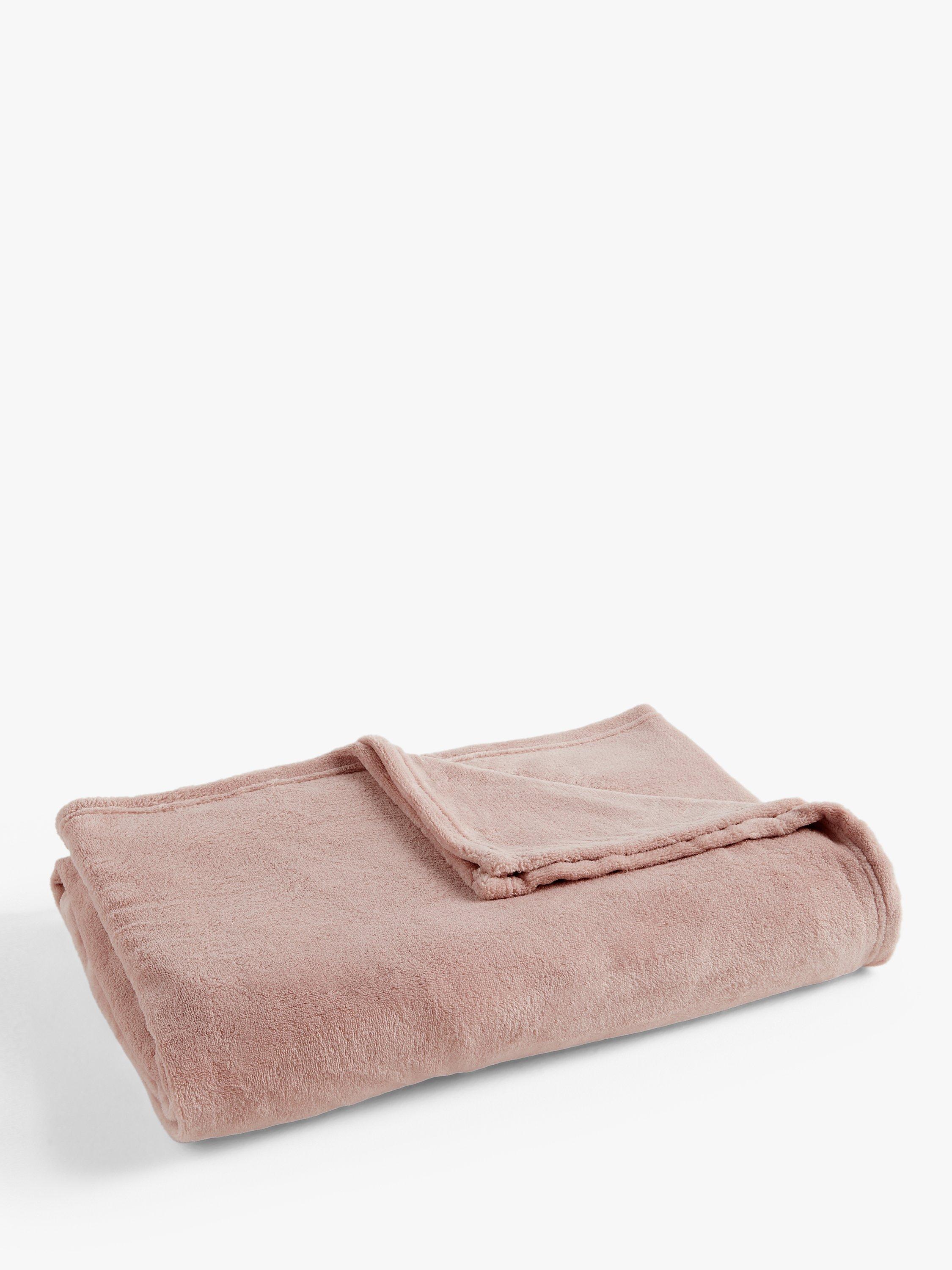 John Lewis ANYDAY Fleece Throw, Pink, L180 x W140cm