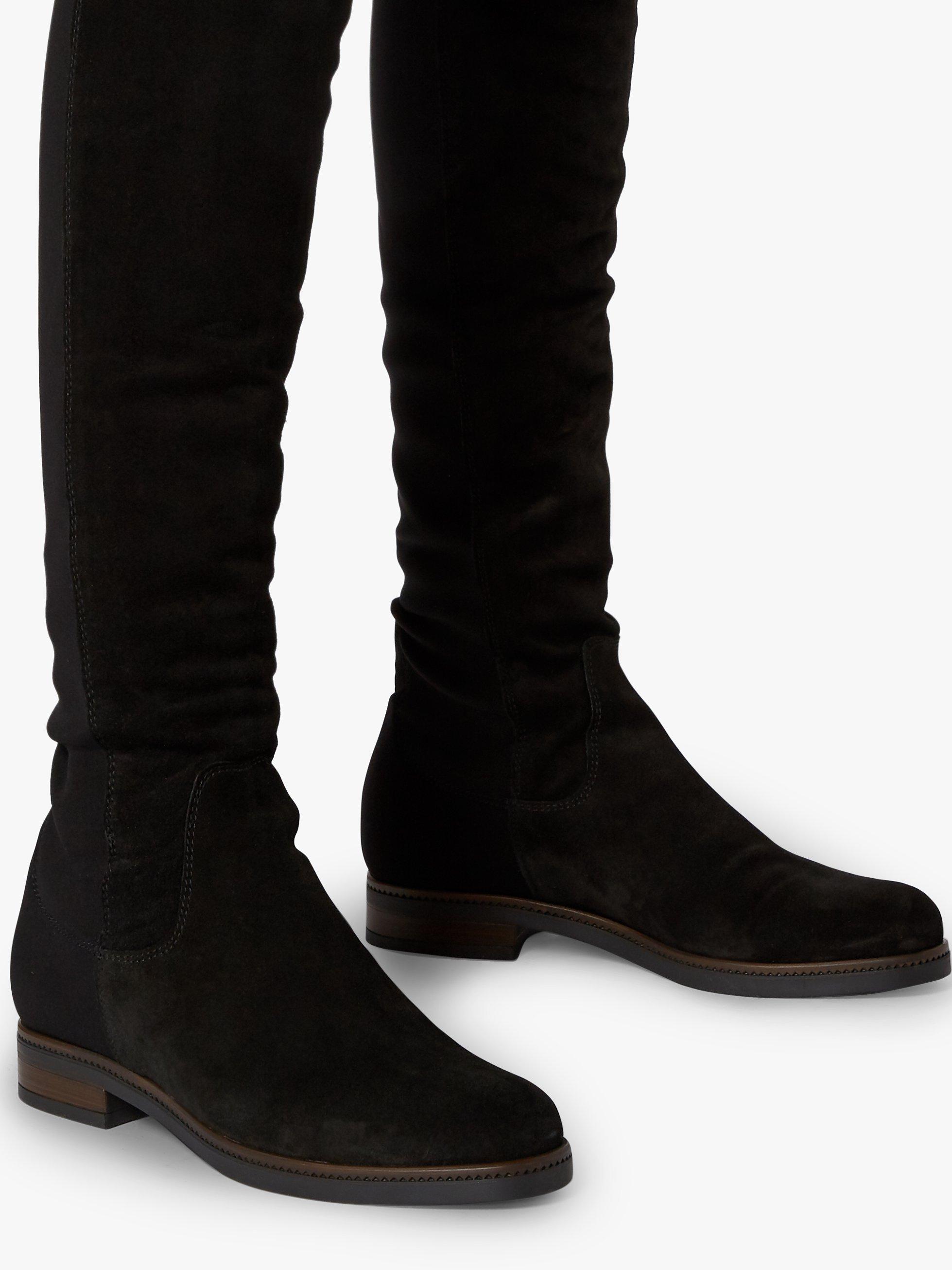 Dune Tropic Suede Knee High Boots Black