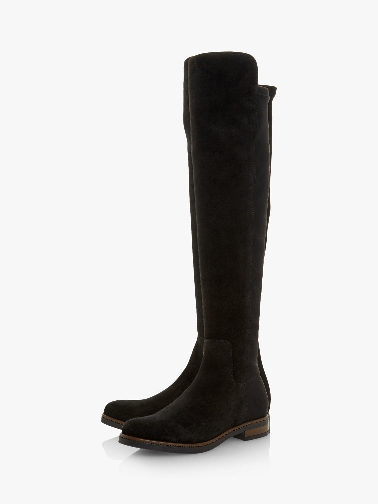Dune Tropic Suede Knee High Boots Black