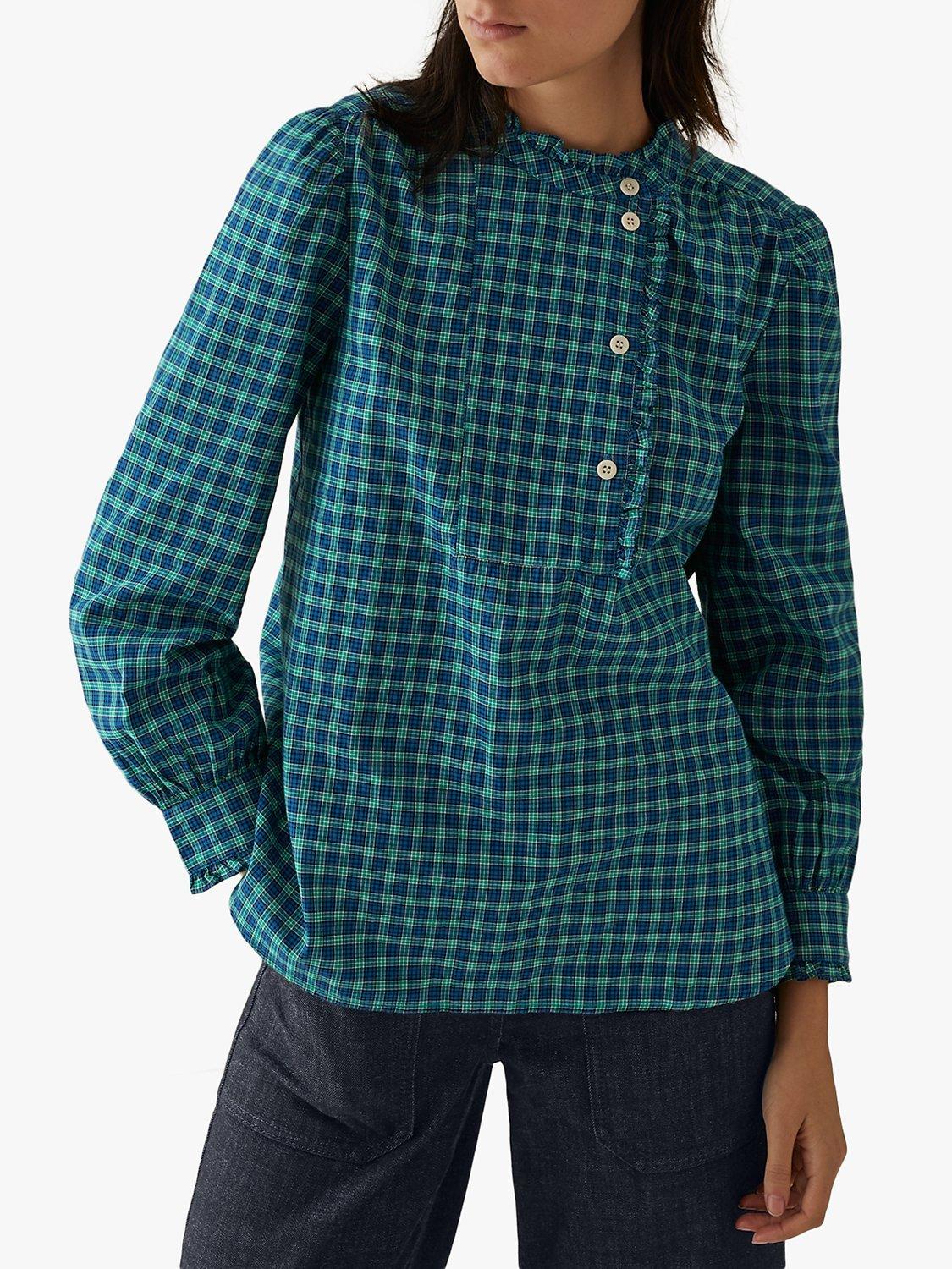 Toast Kala Check Asymmetric Shirt, Blue/Green