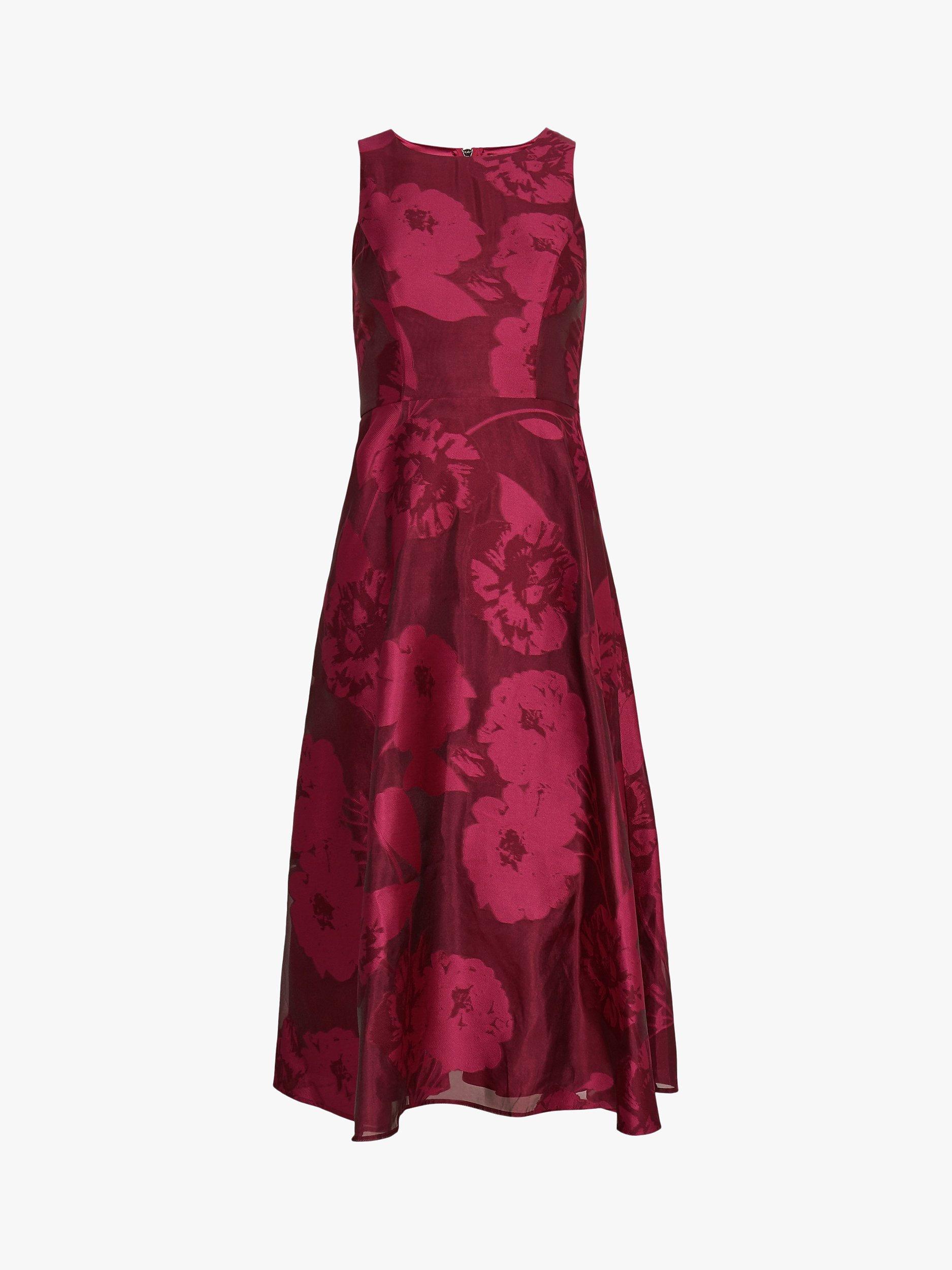 Ted Baker Wylieh Floral Jacquard Midi Dress Dark Pink