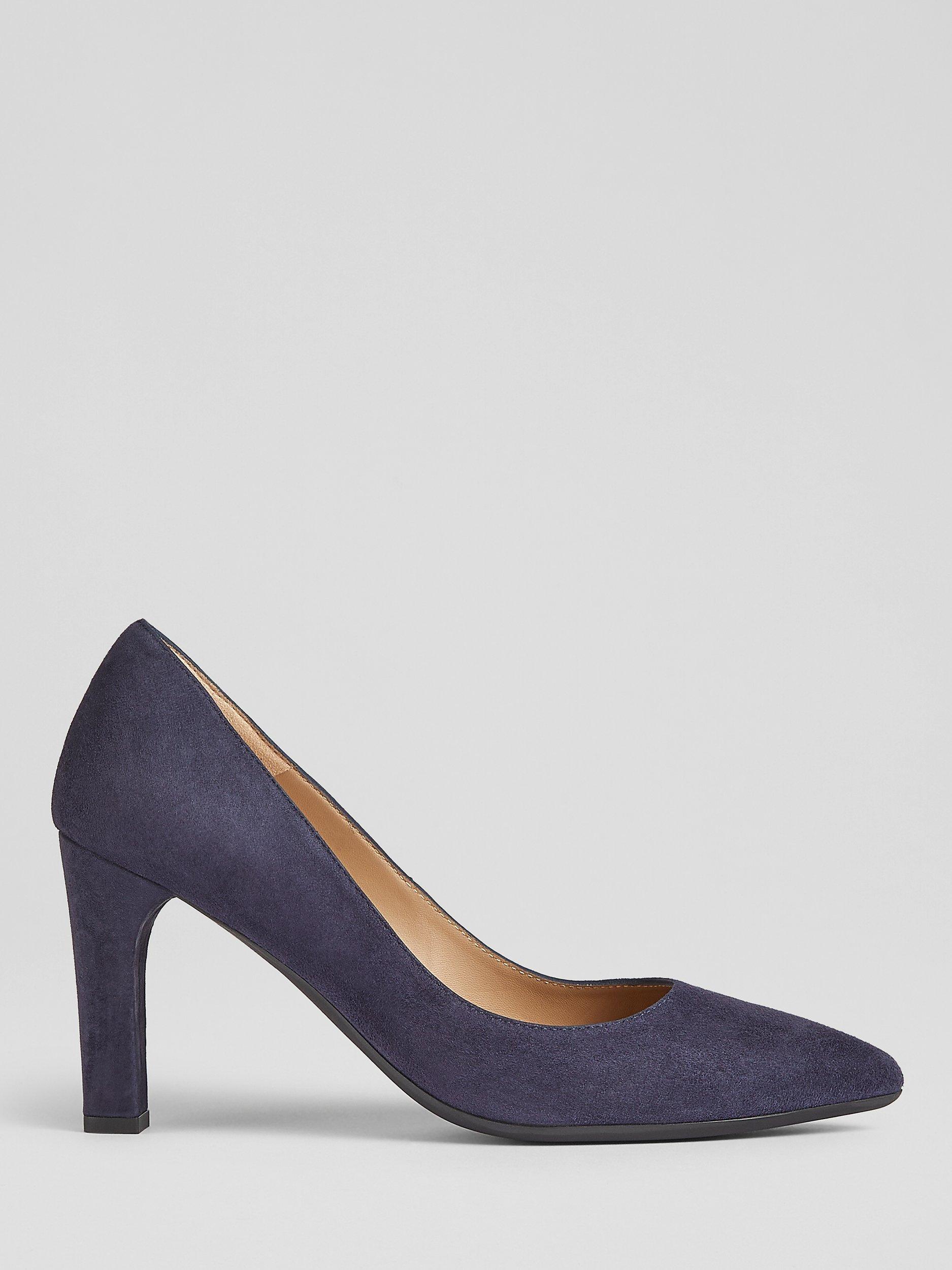 L.K.Bennett Tess Suede  Block Heeled Court Shoes, Navy