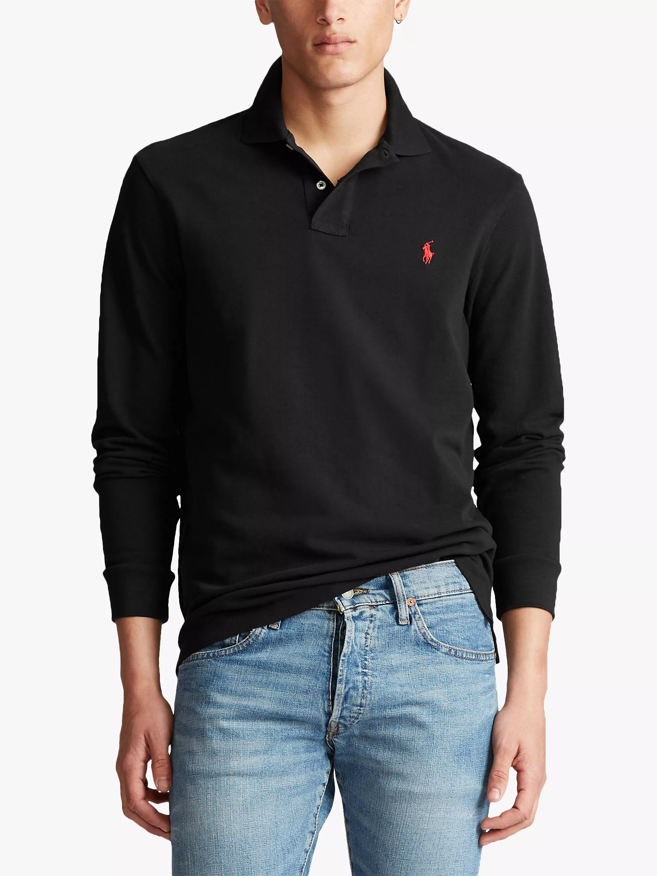 Polo Ralph Lauren Custom Slim Fit Long Sleeve Polo Shirt Polo Black