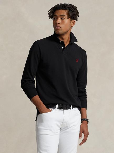 Polo Ralph Lauren Custom Slim Fit Long Sleeve Polo Shirt, Polo Black