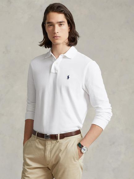 Polo Ralph Lauren Custom Slim Fit Long Sleeve Polo Shirt, White