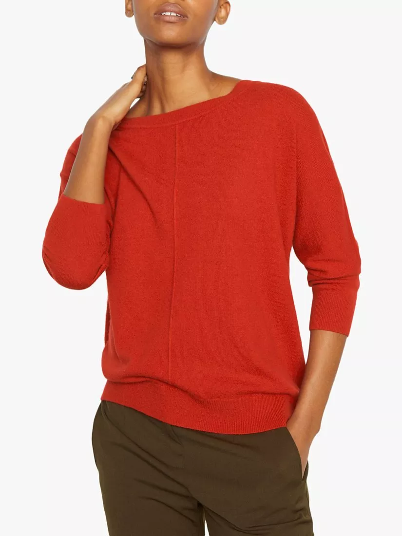 Jigsaw Button Back Drop Hem Sweater