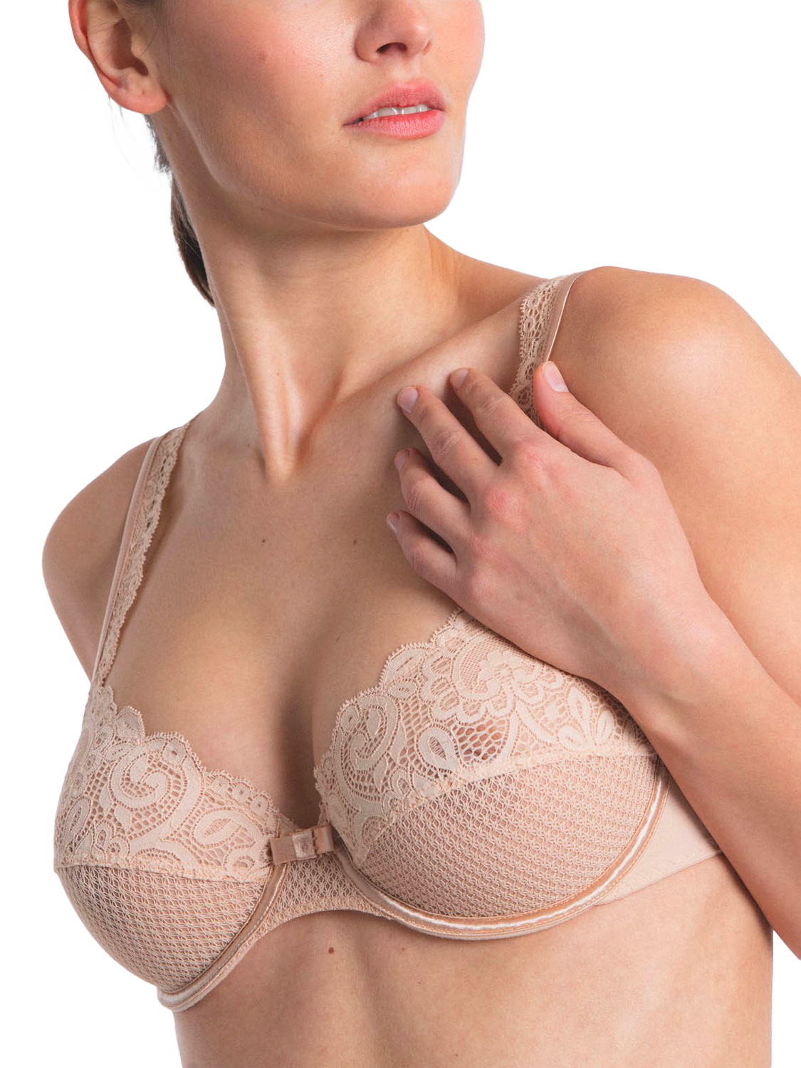 Product image 2 of 4, which shows Maison Lejaby Gaby Lace Underwired Bra, Rose Fumee, 34D