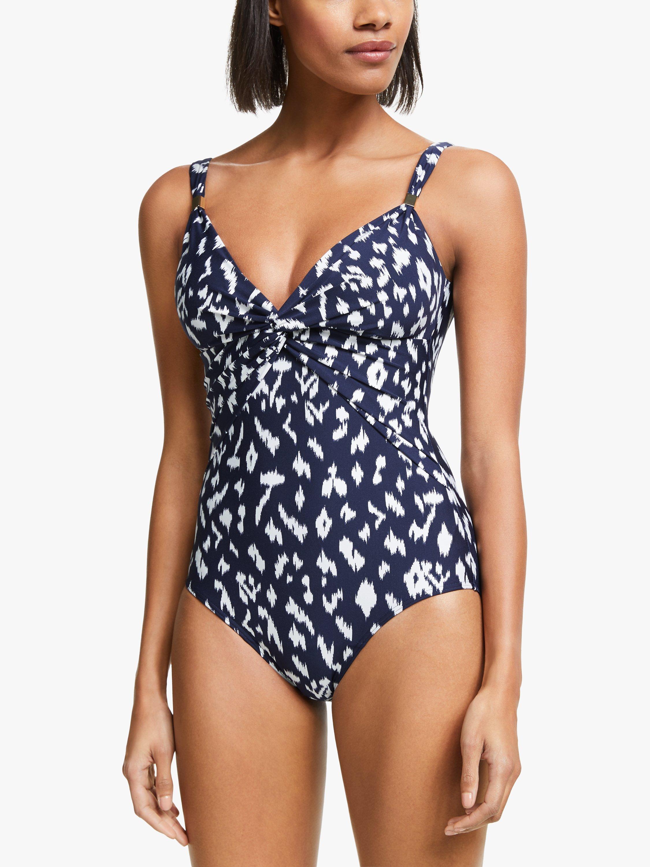 John Lewis Tangier Ikat Twist Front Swimsuit, Denim